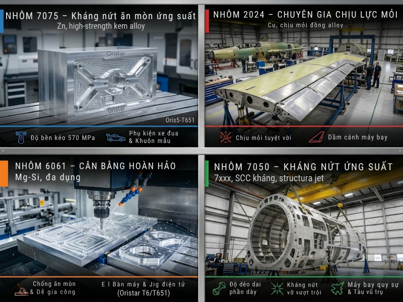 Các mác nhôm hàng không tại kho Oristar